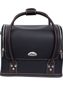 SUNRISE Makeup Train Case with 4 Trays Shoulder Strap, Black Leatherette  - Image 2