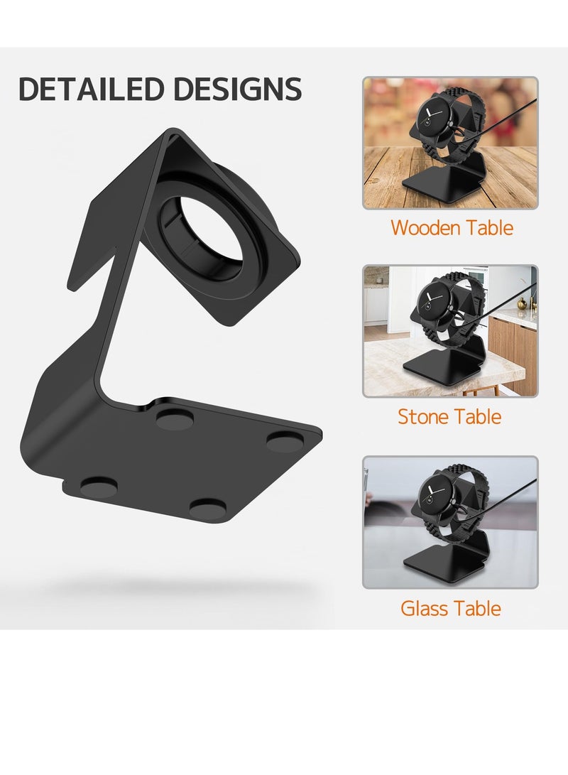 SYOSI Charger Stand Holder Dock for Google Pixel Watch 2 Premium Aluminum Metal Stand for Stable and Durable Charging Non Slip Easy to Place and Charge for Nightstand and Desk Charging Black  - Image 2