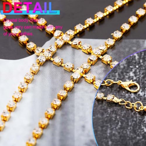 Nicute Rhinestone Body Chain Jewelry Gold Bra Jewelry Bling Plus Size Body Chains for Women (Gold) - Image 4