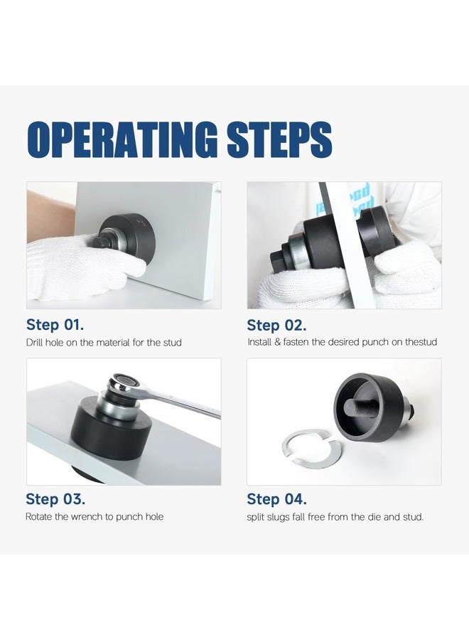 ZUVER Manual Ratchet Knockout Hole Punch Driver Kits with 6 Dies 1/2”, 3/4”, 1”, 1-1/4”, 1-1/2”, 2” Mental Punch Tools KO Tool Set Electrical Conduit Hole Cutter Kit - Image 3