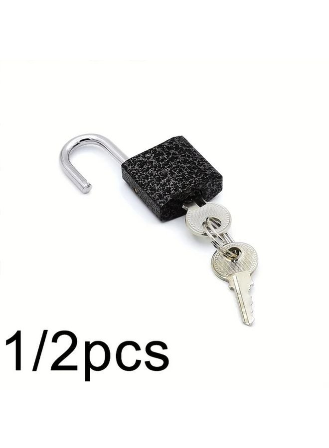 2pcs Black Heavy Duty Metal Padlock with Copper Core Modern Durable Mini Lock - Image 2
