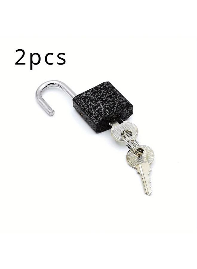 2pcs Black Heavy Duty Metal Padlock with Copper Core Modern Durable Mini Lock - Image 1