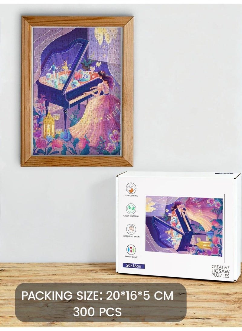 GALADUNE 300 Pieces Jigsaw Puzzle for Adults & Kids, Piano Fairy Illustration, Stress Relief Puzzle Toy, Perfect Ramadan & Holiday Gift - Image 2