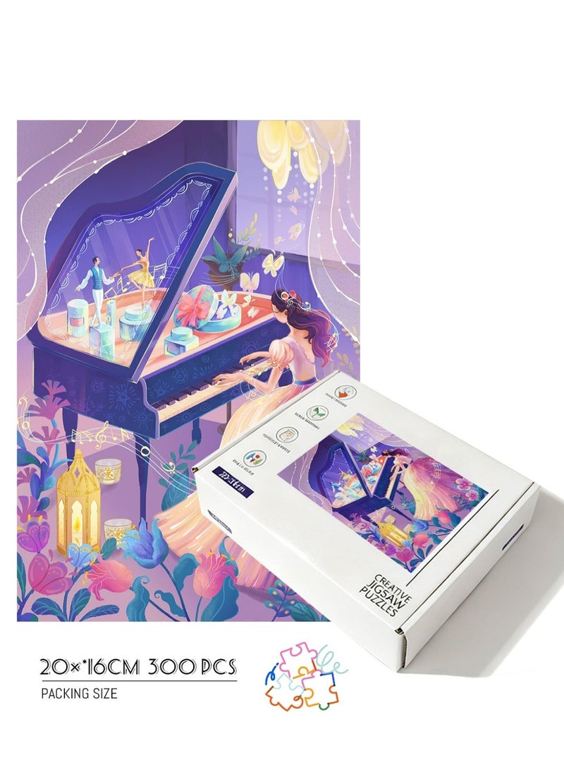 GALADUNE 300 Pieces Jigsaw Puzzle for Adults & Kids, Piano Fairy Illustration, Stress Relief Puzzle Toy, Perfect Ramadan & Holiday Gift - Image 1