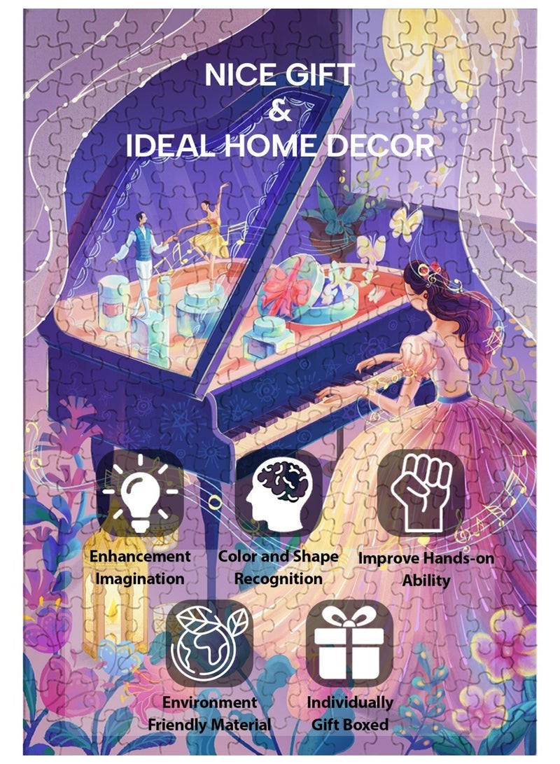 GALADUNE 300 Pieces Jigsaw Puzzle for Adults & Kids, Piano Fairy Illustration, Stress Relief Puzzle Toy, Perfect Ramadan & Holiday Gift - Image 3