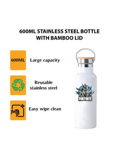 Generic Stainless Steel Online Gaming Water Flask Bottle with Bamboo Cap and Gaming Design - Flask Bottle 600ml - Eco-Friendly Hydration for Gamers - Ideal Gift for Young Gamers  - Image 3