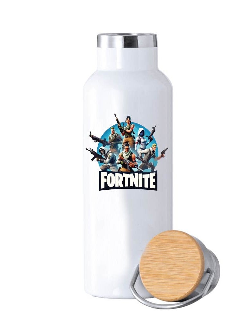 PRINTSHOP4ME Stainless Steel Online Gaming Water Flask Bottle With Bamboo Cap And Gaming Design-Flask Bottle 600ml-Eco-Friendly Hydration For Gamers-Ideal Gift For Young Gamers - Image 2