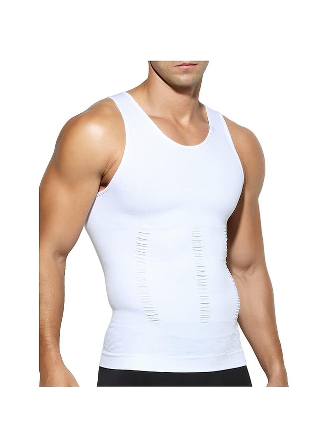 Men's Body Shaping Vest,Men's Compression Tank Top Undershirts,Gym Slimming Body Shaper Muscle Vest/White/XL  - Image 1