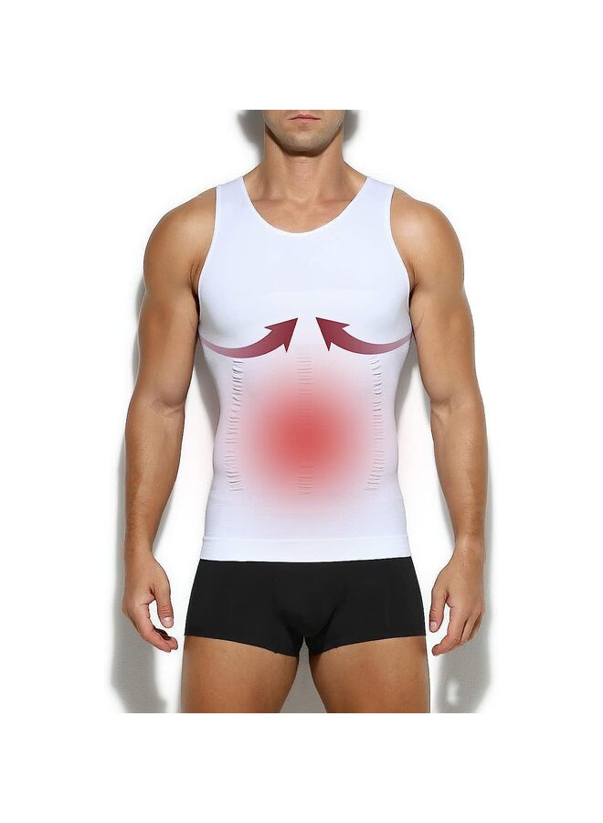 Men's Body Shaping Vest,Men's Compression Tank Top Undershirts,Gym Slimming Body Shaper Muscle Vest/White/XL  - Image 4