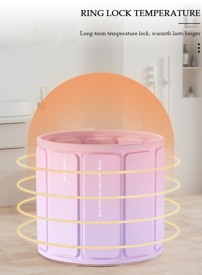 DUNISO حوض استحمام محمول، حوض استحمام قابل للطي قائم بذاته سهل التمدد، حوض استحمام صديق للبيئة لمنتجع صحي، سُمك للحفاظ على درجة الحرارة، دلو استحمام بتصريف سريع مع ثقب مزدوج للغمر، التدليك - Image 5