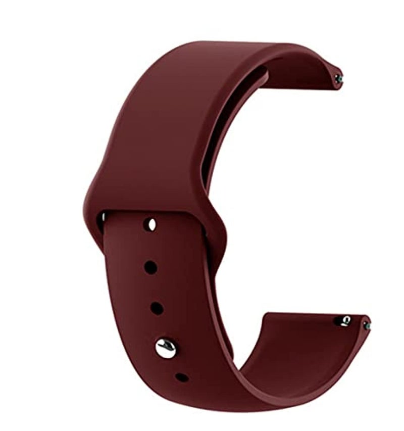 Generic Silicone Strap for Smart Watches - Wine Red, Size 20, Unisex