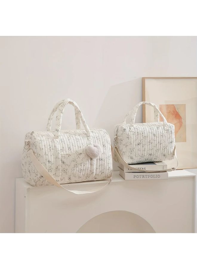 Chic Floral Boston Diaper Bag Spacious Durable Polyester Perfect For Travel Moms M 14 17 4 72 10 24 Inch - Image 3