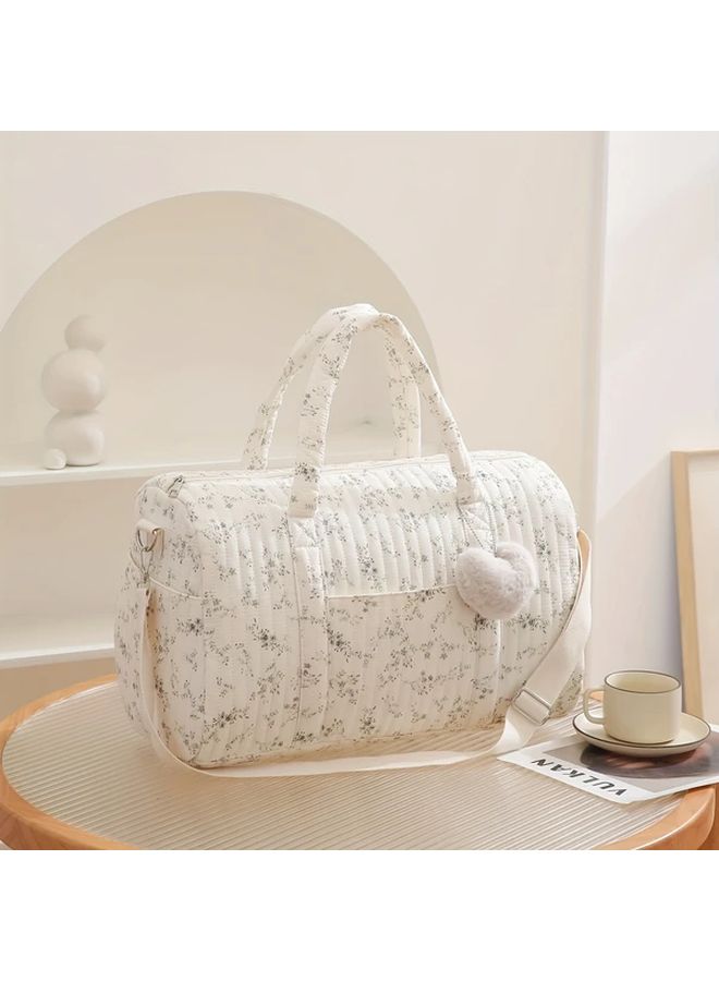 Chic Floral Boston Diaper Bag Spacious Durable Polyester Perfect For Travel Moms M 14 17 4 72 10 24 Inch - Image 1