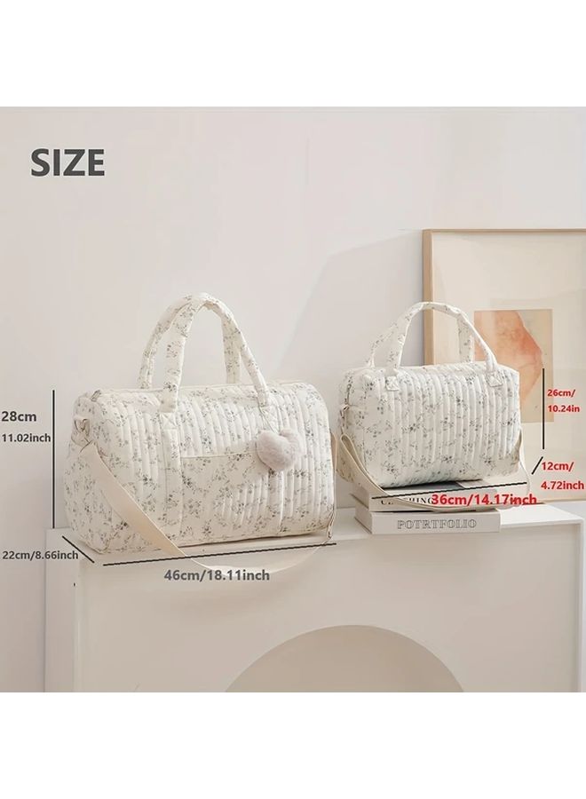 Chic Floral Boston Diaper Bag Spacious Durable Polyester Perfect For Travel Moms M 14 17 4 72 10 24 Inch - Image 2
