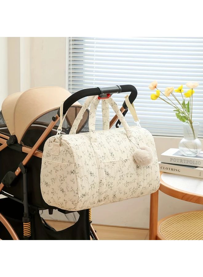 Chic Floral Boston Diaper Bag Spacious Durable Polyester Perfect For Travel Moms M 14 17 4 72 10 24 Inch - Image 4