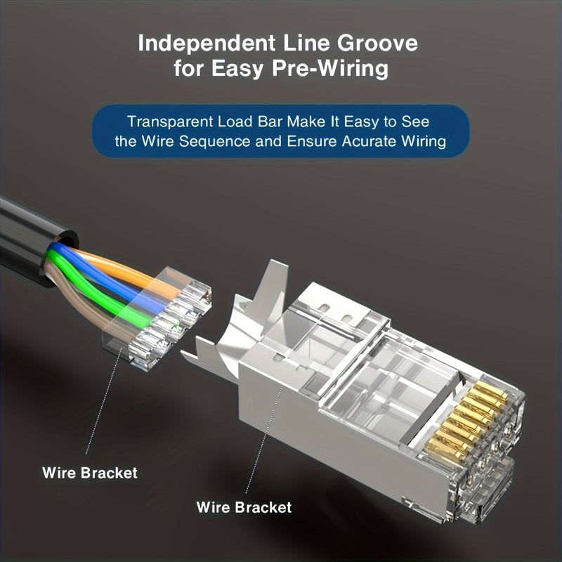 18 قطعة من موصلات RJ45 المحمية Cat8 Cat7 Cat6A بسرعة 40 جيجابت في الثانية ومطلية بالذهب - Image 2