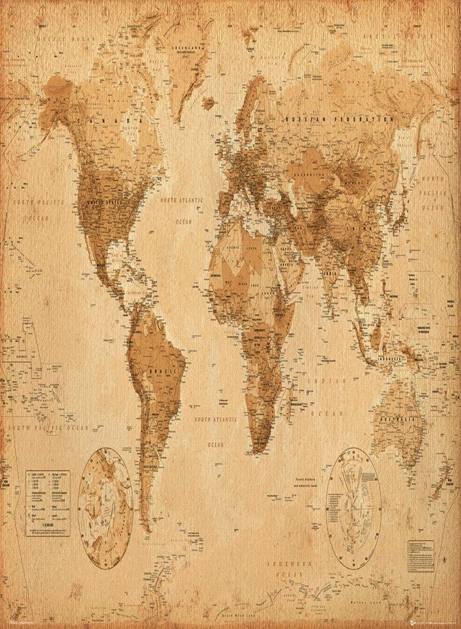 GB eye LTD, World Map, Antique Style, Maxi Poster, 61 x 91.5 cm, Paper, Multi-Coloured - Image 1
