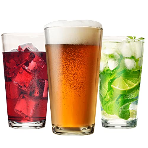 GLASS MONGER Set of 12 - Drinking Glasses 16 oz Highball Glasses Water Glass Cups Pint Glass Beer Glass Tumblers Bar Glass Design for Home and Kitchen - Image 1