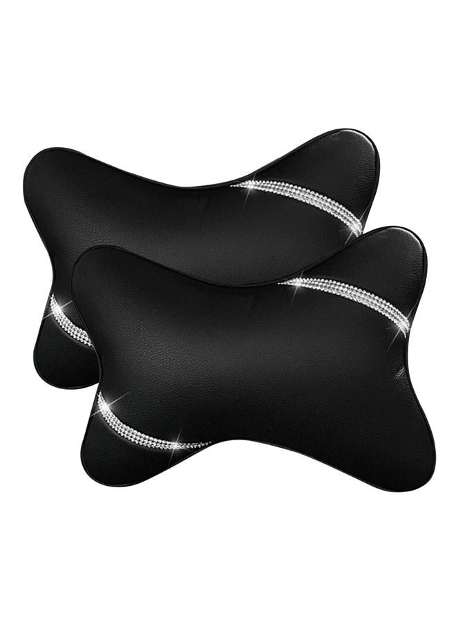 VVHOOY Car Neck Pillows Diamond Seat Auto Headrest Cushion Head Rest Neck Support Relax Crystal Rhinestone Pu Leather Bling Interior Bling Accessories for Women (2 Pack) - Image 1