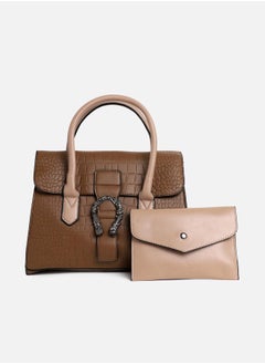 Haute Sauce Leather Brown Luster Tote Bag Set  - Image 4