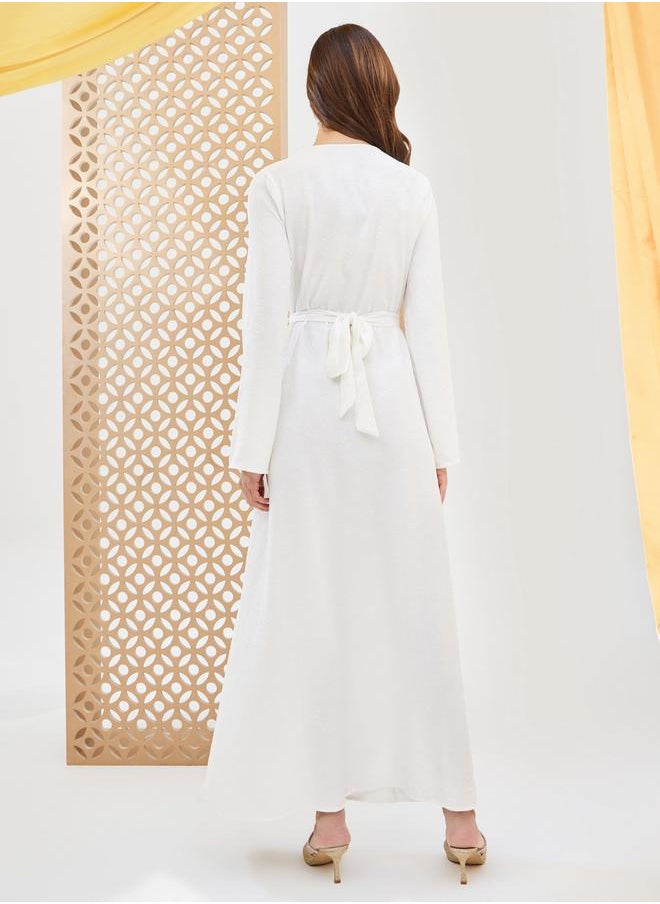 Styli Jacquard V Neck Kaftan with Lace Detail  - Image 5