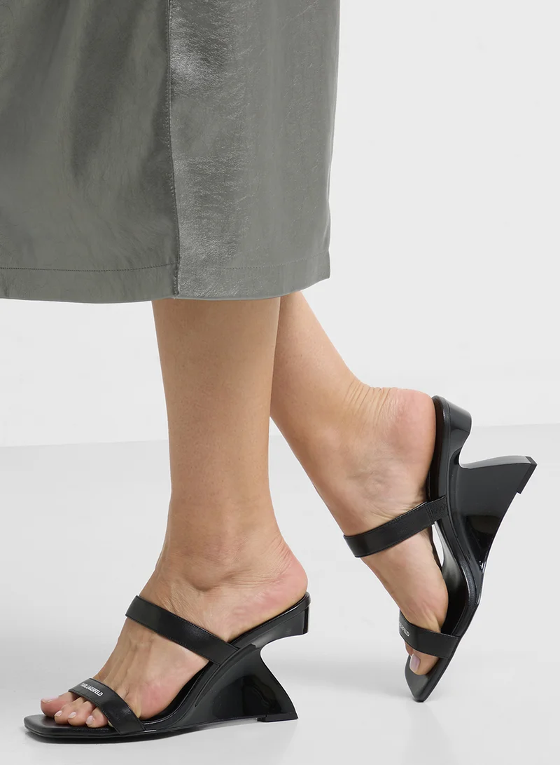 Karl Lagerfeld  WAVERLY Double Strap Sandals for Women | Best Price UAE