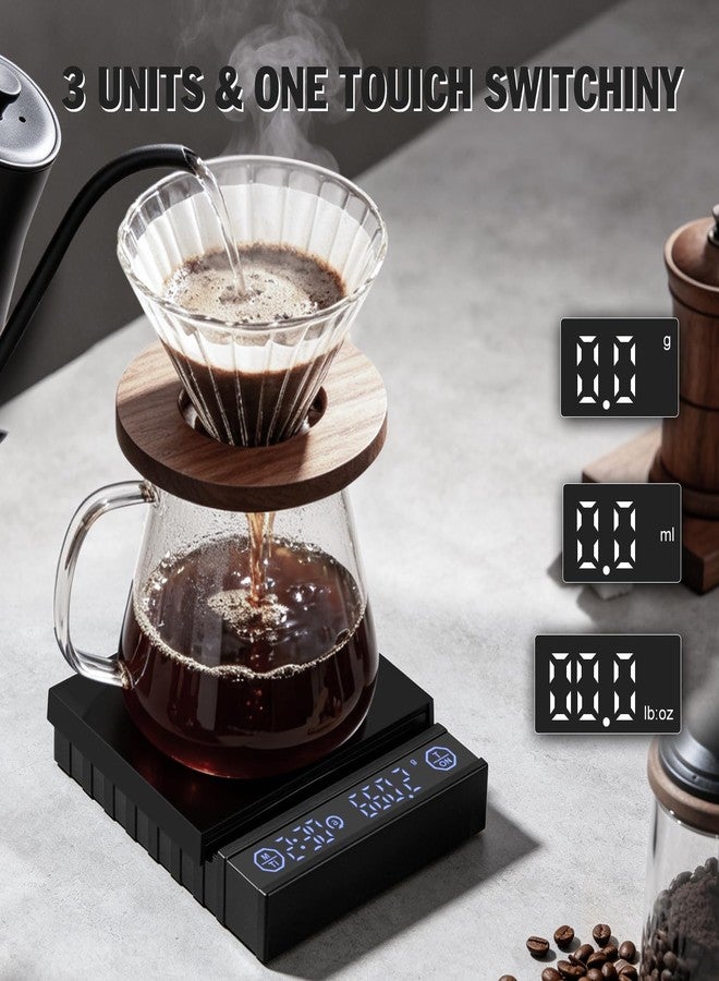 Tegrace Coffee Scale with Auto Timer, 2kg/0.1g Accurate Scale for Espresso and Pour-Over Coffee, Water Flow Rate and Type-C Rechargeable, Digital Scale for Kitchen/Baking/Cooking, Black - Image 4