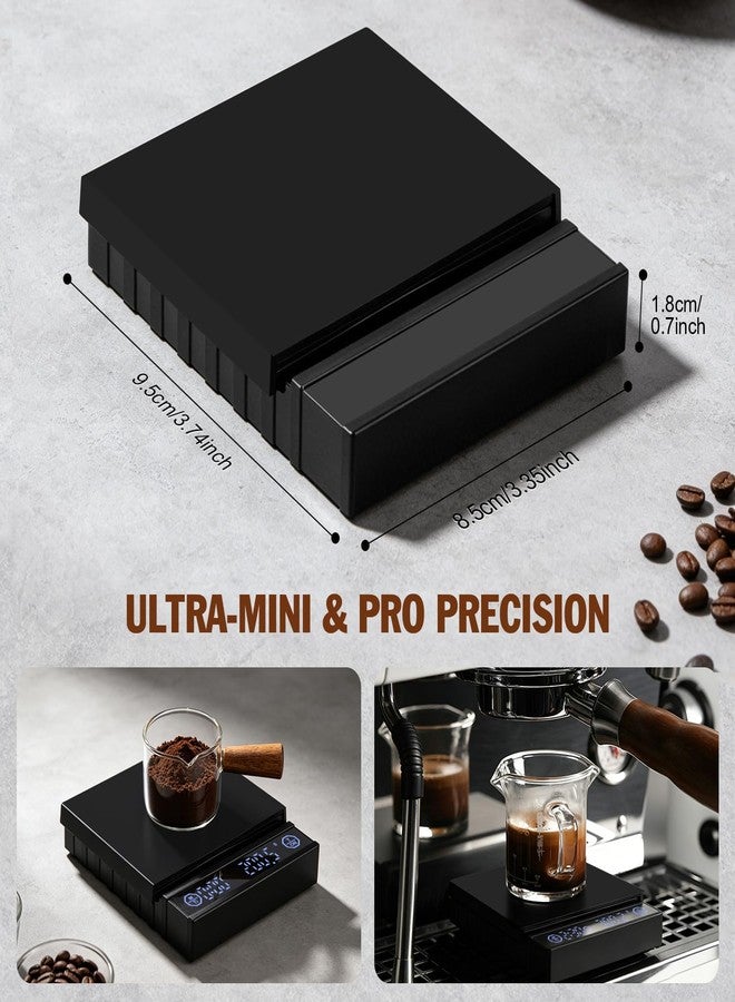 Tegrace Coffee Scale with Auto Timer, 2kg/0.1g Accurate Scale for Espresso and Pour-Over Coffee, Water Flow Rate and Type-C Rechargeable, Digital Scale for Kitchen/Baking/Cooking, Black - Image 2