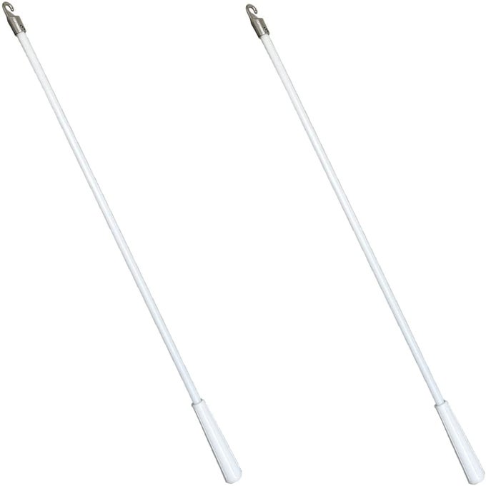 2PCS 16INCH 400MM FIBERGLASS DRAPERY WAND CURTAIN PULL ROD WITH HOOK BLIND OPENER TILT ROD