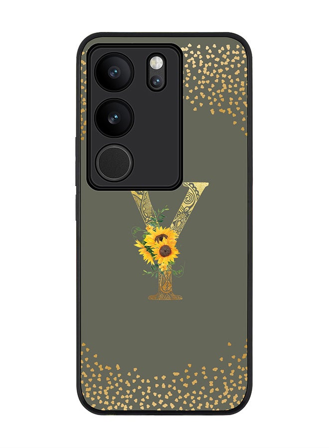 Stylizedd Case for Vivo V29 / Vivo V29 Pro / Vivo S17, Slim fit Flexible Cover Custom Monogram Initial Letter Floral Mandala Pattern Alphabet - Y (Olive Green) - Image 1