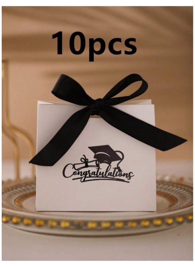 Graduation Decorations 10 Cardboard Box Graduation Cap Design with Black Silk Ribbon for Graduation Party Favors and Gifts - Image 3