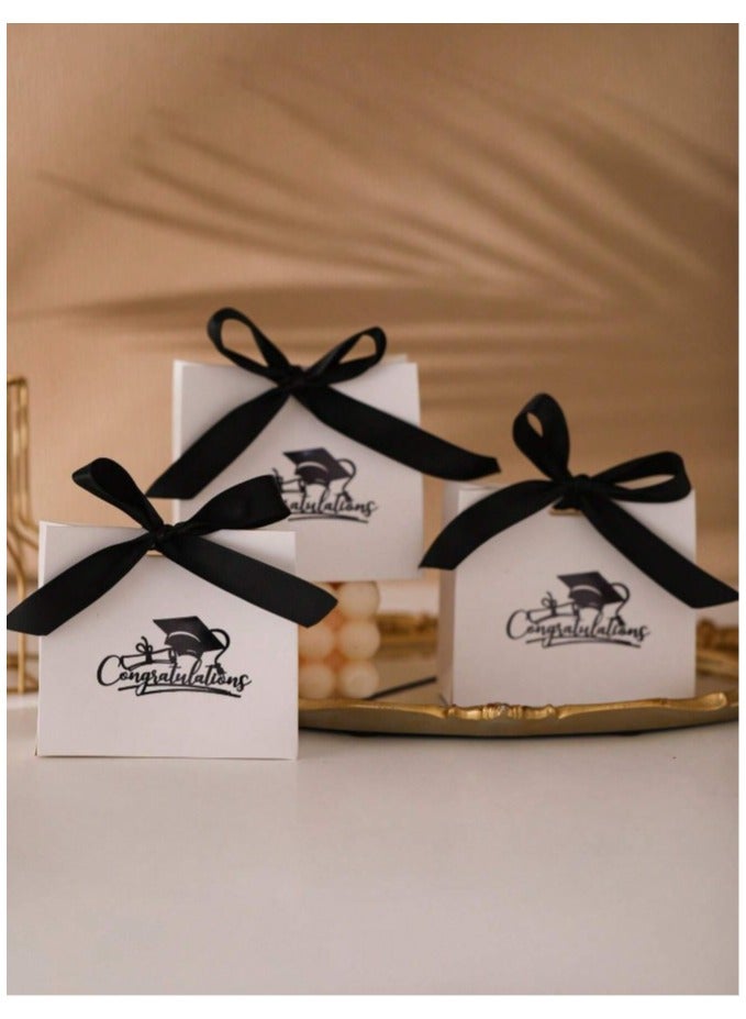 Graduation Decorations 10 Cardboard Box Graduation Cap Design with Black Silk Ribbon for Graduation Party Favors and Gifts - Image 2