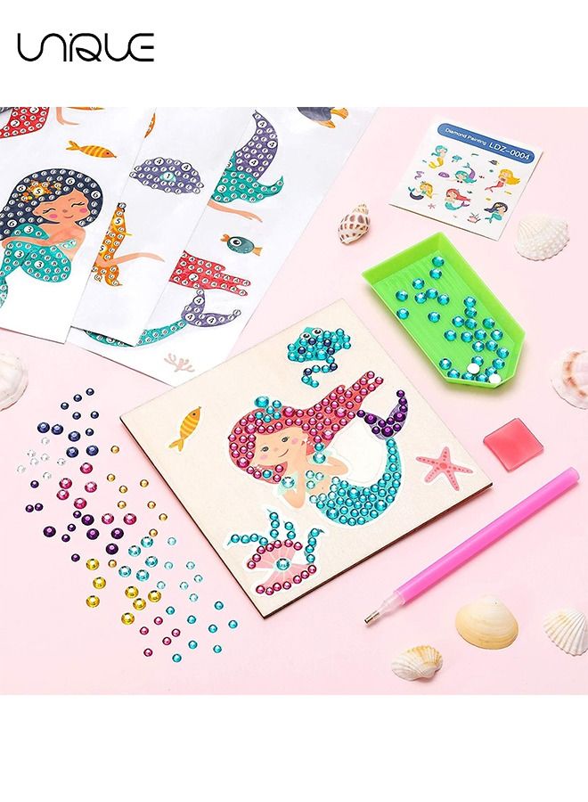 Unique 20Pcs Mermaid Stickers, 5D DIY Diamond Painting Sticker Set, Mermaid Theme Stick Draw Diamonds With Digital Kit Easy DIY, Shiny Sparkling Stickers DIY Handmade Crafts - Image 2