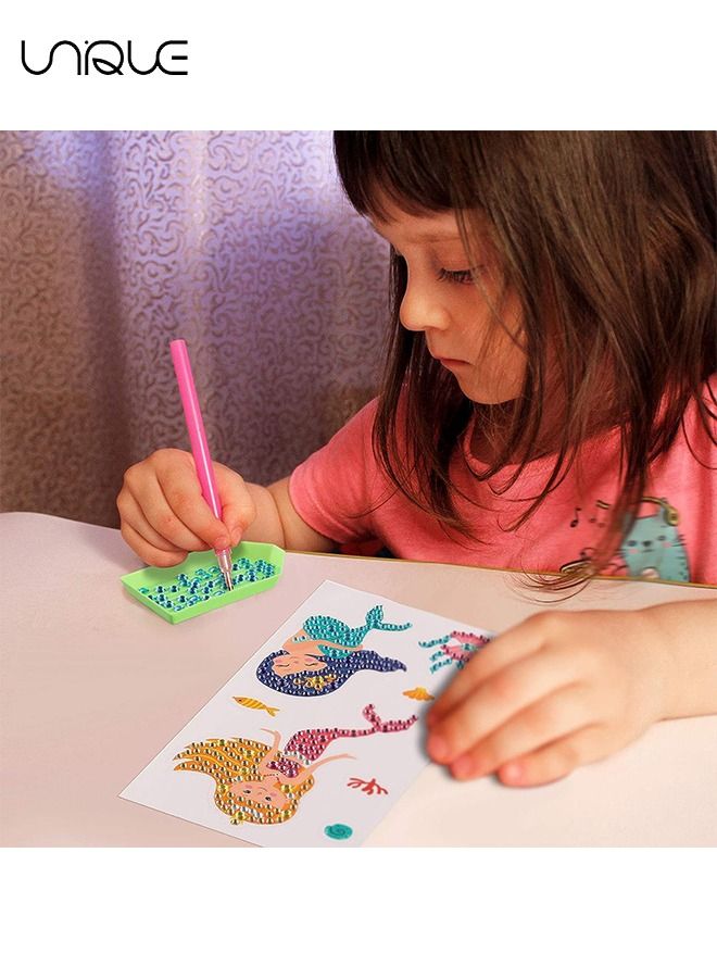Unique 20Pcs Mermaid Stickers, 5D DIY Diamond Painting Sticker Set, Mermaid Theme Stick Draw Diamonds With Digital Kit Easy DIY, Shiny Sparkling Stickers DIY Handmade Crafts - Image 3
