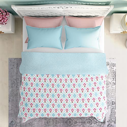 Wakefit Dohar Double Bed | 100% Cotton Blanket for Double Size Bed, Quilt | 110 GSM | Reverisible AC Blanket | 90x82 Inches - Panag Pink - Image 4