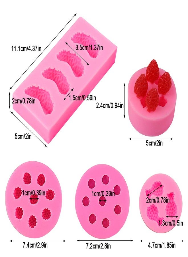 Juome 5Pcs Fruit Shaped Jelly Molds, 3D Mini Pineapple Strawberry Orange Blueberry Mulberry Candle Silicone Fruit Mold for Cupcake Decorating, Soap, Chocolate - Image 2