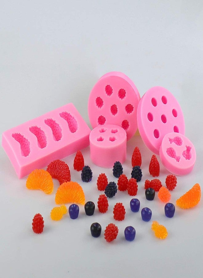 Juome 5Pcs Fruit Shaped Jelly Molds, 3D Mini Pineapple Strawberry Orange Blueberry Mulberry Candle Silicone Fruit Mold for Cupcake Decorating, Soap, Chocolate - Image 3