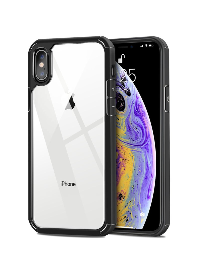أوتشوانغ انفوسن جراب حماية شفاف رفيع للغاية من السيليكون مضاد للصدمات لهاتف ايفون اكس/اكس اس 5.8 بوصة - اسود، سيليكون بولي كربونات - Image 1