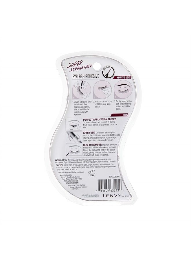 KISS iENVY by KISS Super Strong Hold Eyelash Adhesive Black (3 Pack) Brush On Latex Free 0.176oz - Image 3