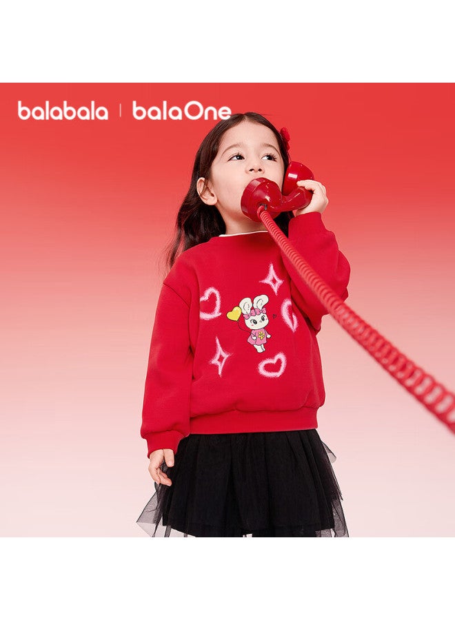 Balabala Kids Sweatshirt Red Boys Girls Spring New Year Outfit Baby Printed Base Shirt - Image 2