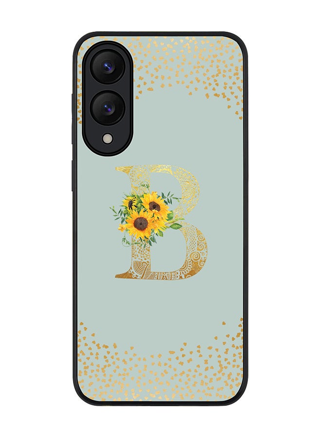 Stylizedd For Samsung Galaxy S25 Edge Case,Slim fit Camera Protection, Shockproof Thin Phone cover  - Custom Floral Monogram - B  (Light Grey )