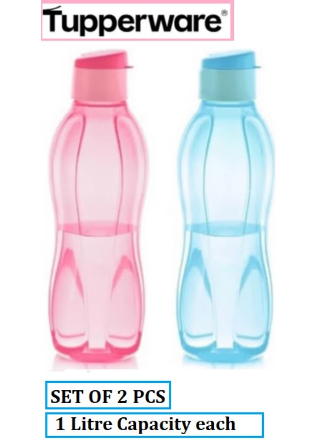 Tupperware original Branded EDD Fliptop Water Bottle 1 litre Pack of 2 Piece - Red and Blue Color - Image 1
