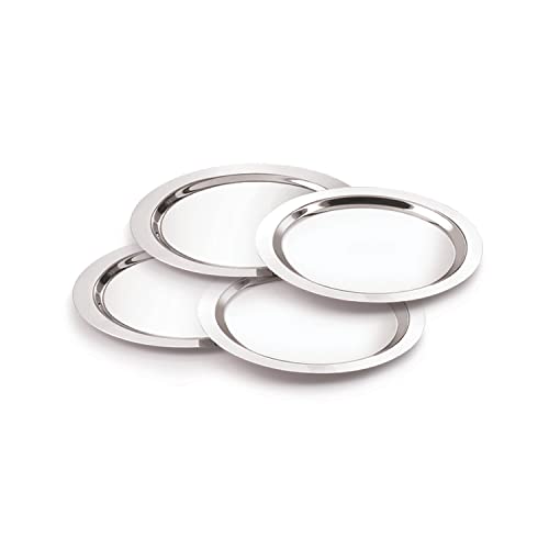 Neelam Stainless Steel 10, 22 Gauge, Tope Cover/Ciba/Lid/Cheeba/Dhakan, 17.5 cm, Set of 4, Multipurpose, Round Steel Lid, Silver - Image 1