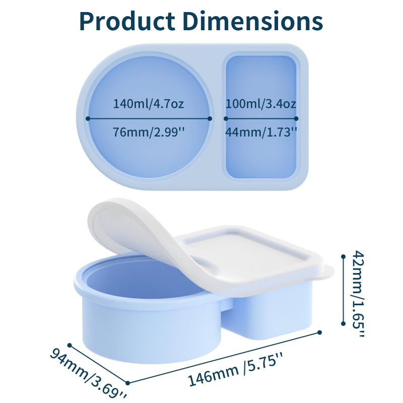 coutnier 5 Pack Silicone Snack Containers, 2 Compartments Reusable Snackle Box with Lids, 8 oz, Rainbow - Image 2