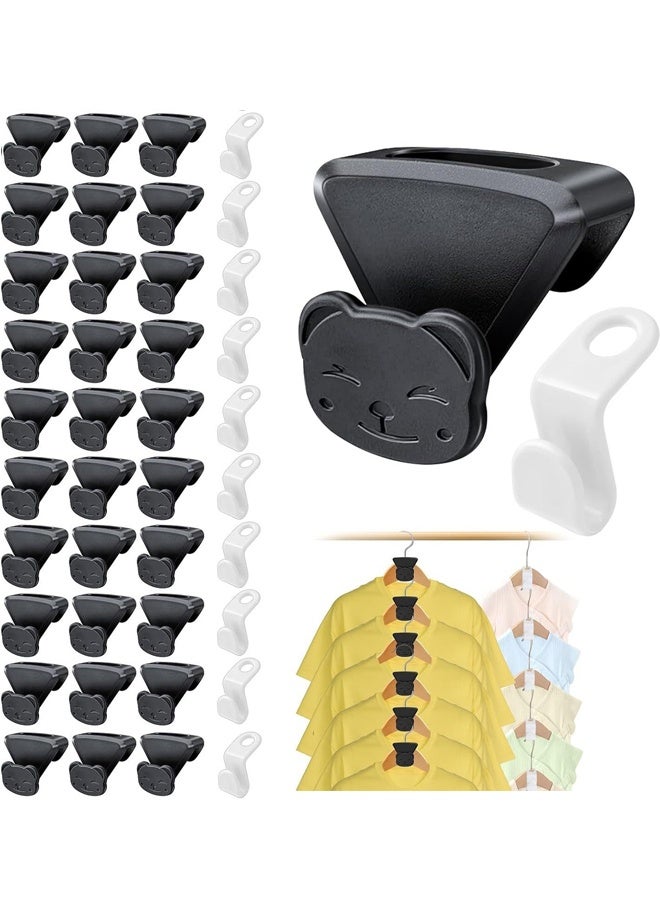 40 PCS Space Saving Hangers, Clothes Hanger Connector Hooks, Heavy-Duty Laminated Hangar Space Saver Space Savers Triangles with Bear-Shaped for Hangers - Image 1