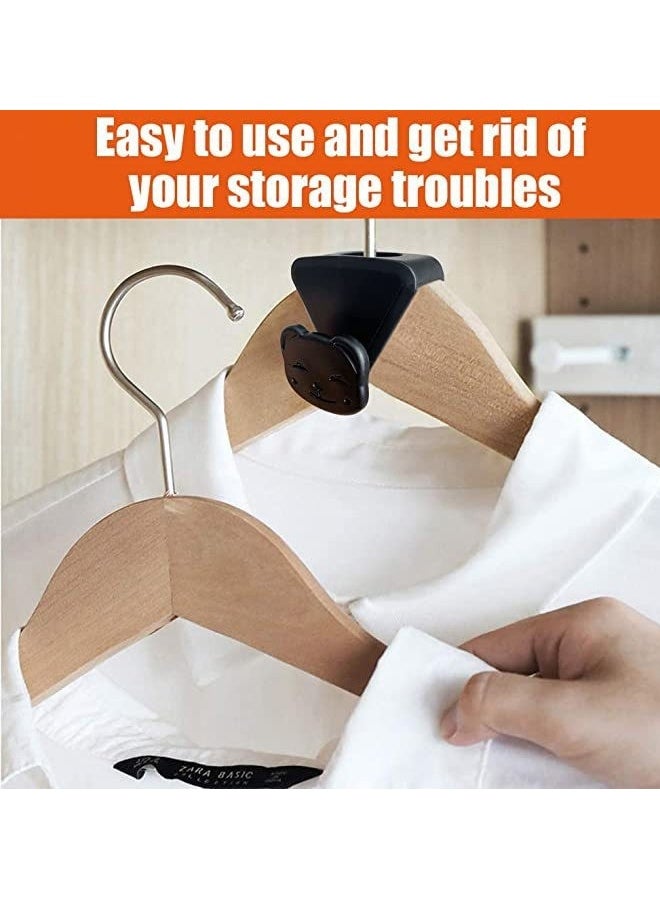 40 PCS Space Saving Hangers, Clothes Hanger Connector Hooks, Heavy-Duty Laminated Hangar Space Saver Space Savers Triangles with Bear-Shaped for Hangers - Image 5