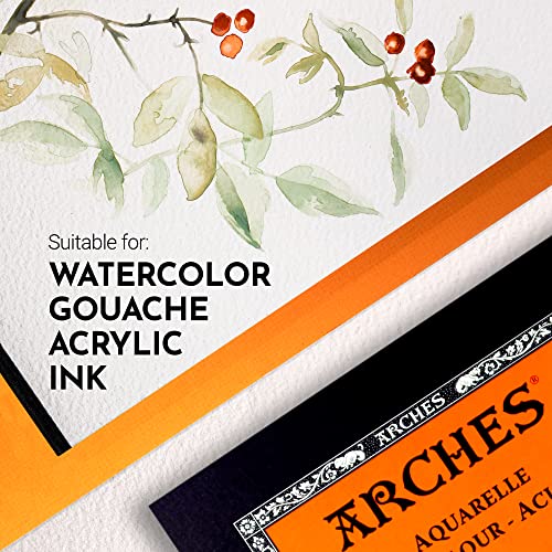 Arches Watercolor Pad - 9 x 12-inch Natural White 100% Cotton Paper, 12 Sheet Hot Press, 140 lb, Suitable for Watercolor, Gouache, Ink, Acrylic and More - Image 3