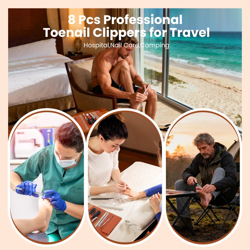 LIONVISON Ingrown Toenail Removal Kit: 8 Pcs Professional Toenail Clippers for Thick Toenails - Heavy Duty Nail Clippers Tools for Seniors Home Foot Care - Image 2
