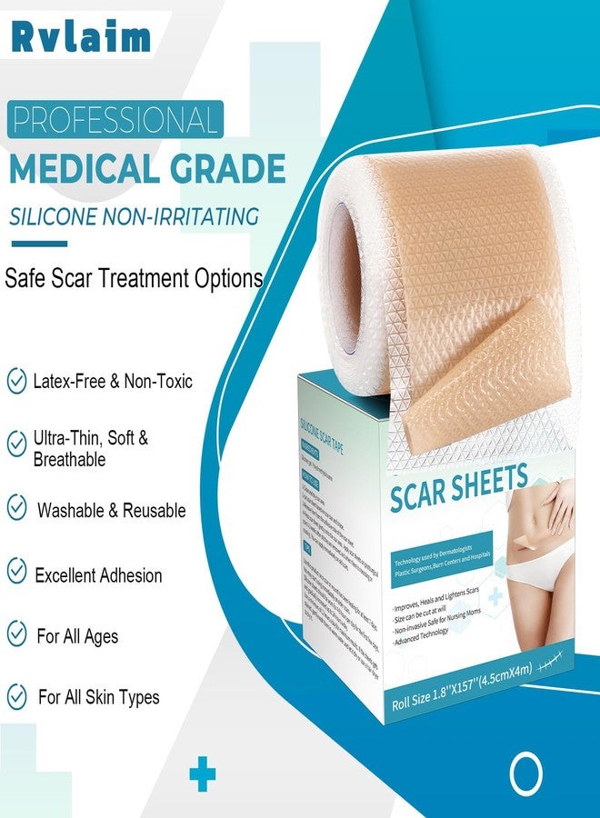 Rvlaim Silicone Scar Sheets, Silicone Scar Tape(1.8”x 157” Roll-4M), Silicone Scar Strips, Professional Scar Removal Sheets for Surgical Scars, Keloid, C-Section, Burn et - Image 3