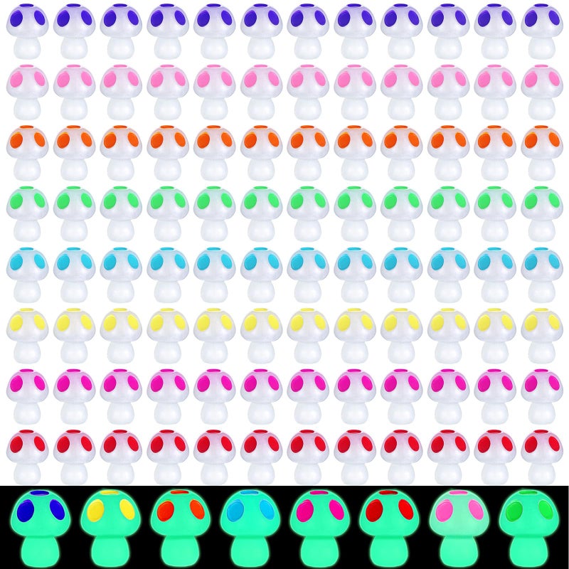 Queekay 50 Pcs Mini Resin Mushroom Luminous Tiny Mushroom Glow in The Dark Ornament for Dollhouse Garden Decoration DIY Craft Micro Landscape Aquarium Party Decor - Image 3